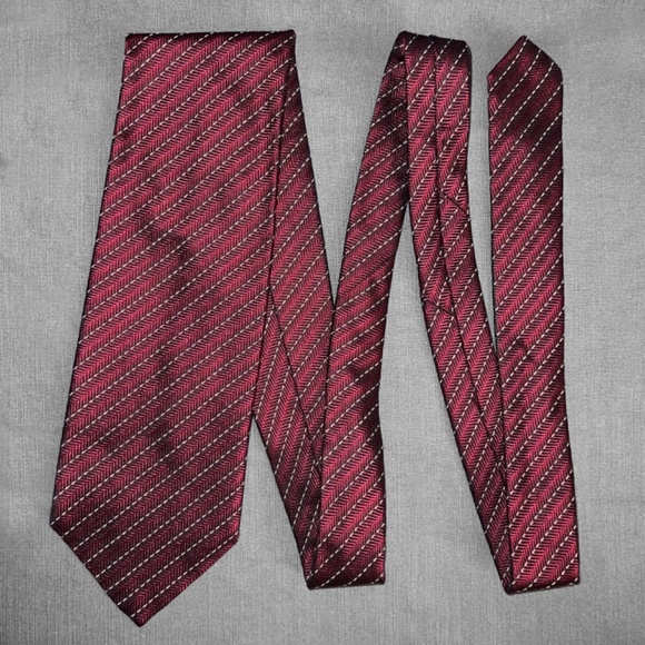 Lamberti Maroon Diagonally Striped Tie - Picture 5 of 5